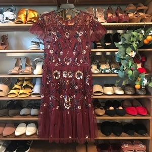 NWT Burgundy Sequin Gianni Bini Midi Dress